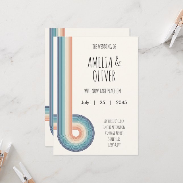Retro Change of Plans Postponed Wedding Update Invitation (Front/Back In Situ)