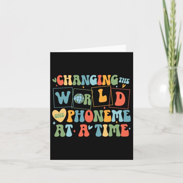 Retro Changing The World One Phoneme At A Time Fun Card (Front)