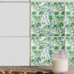 Retro Charleston Summer Pattern | Monogram Ceramic Tile<br><div class="desc">Design features an allover pattern of a retro Charleston scene in trendy watercolor design style, with your name or choice of personalisation. These rich and natural hues blend seamlessly to create an atmosphere of rustic elegance and vibrant charm. Get some vintage styled, modern accent tiles for your next home renovation!...</div>