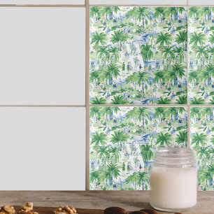Retro Charleston Summer Pattern Monogram Ceramic Tile