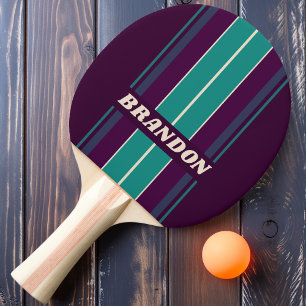 Retro Charlotte Rainbow Board Stripes with Name Ping Pong Paddle