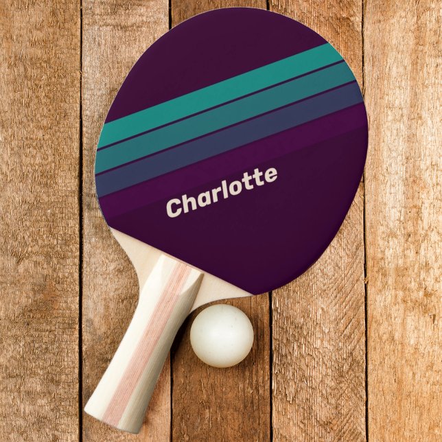 Retro Charlotte Rainbow with Name Ping Pong Paddle (Creator Uploaded)