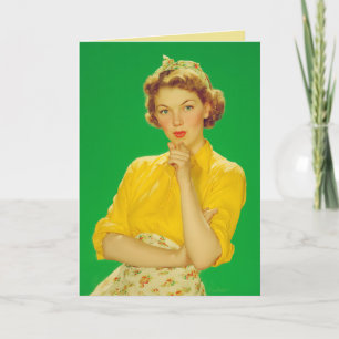 Retro Charm Bright Confident Woman Card