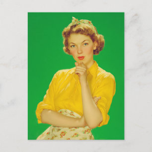 Retro Charm Bright Confident Woman Postcard