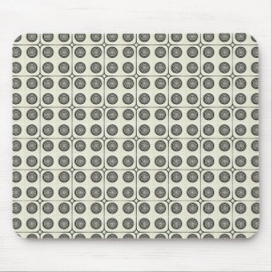 Retro Charm Circles Mousepad, Black Mouse Pad