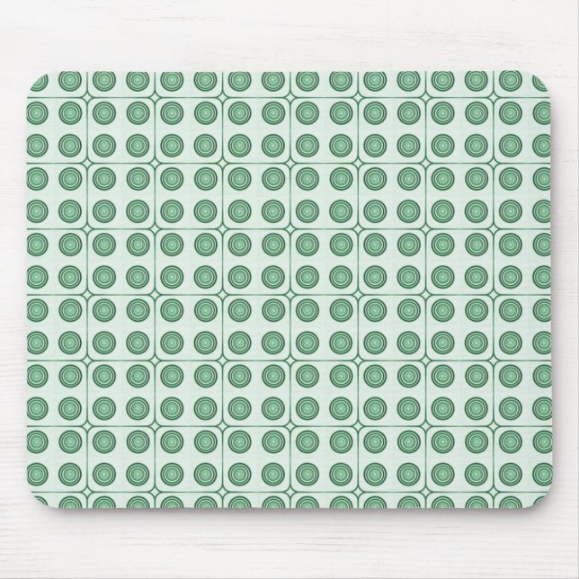 Retro Charm Circles Mousepad, Dark Green Mouse Pad (Front)