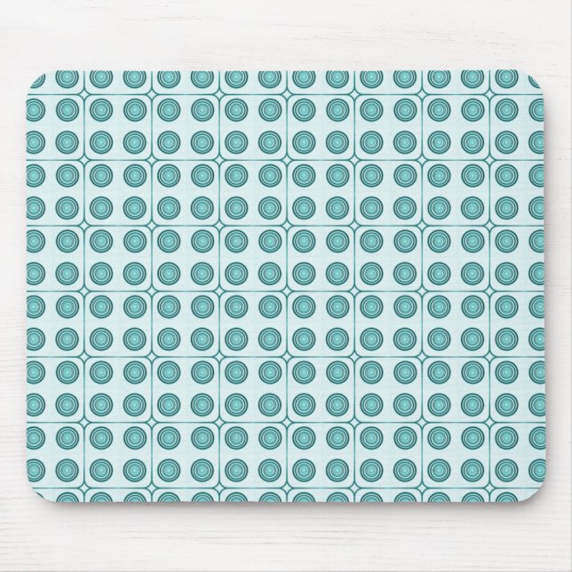 Retro Charm Circles Mousepad, Teal Mouse Pad (Front)