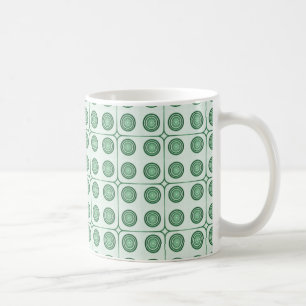 Retro Charm Circles Mug, Dark Green Coffee Mug