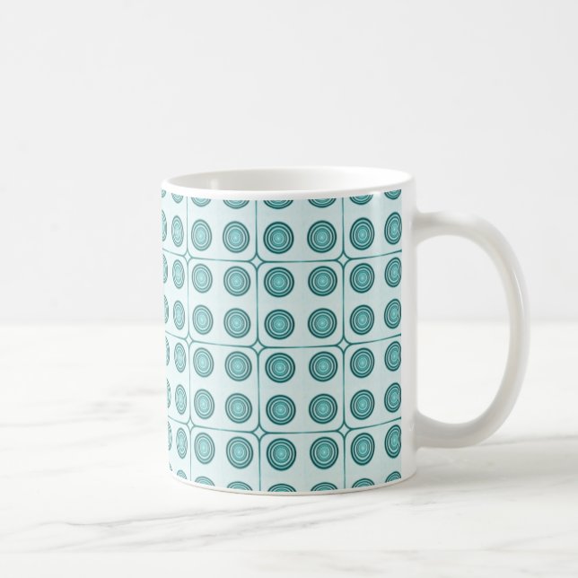 Retro Charm Circles Mug, Teal Coffee Mug (Right)