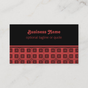 Retro Charm Squares Business Card, Red Card