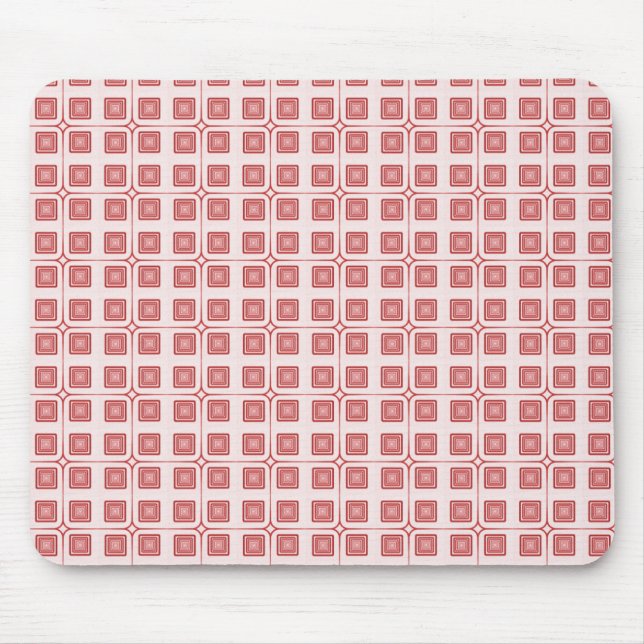 Retro Charm Squares Mousepad, Red Mouse Pad (Front)