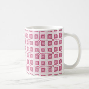 Retro Charm Squares Mug, Magenta Coffee Mug