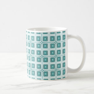 Retro Charm Squares Mug, Teal Coffee Mug