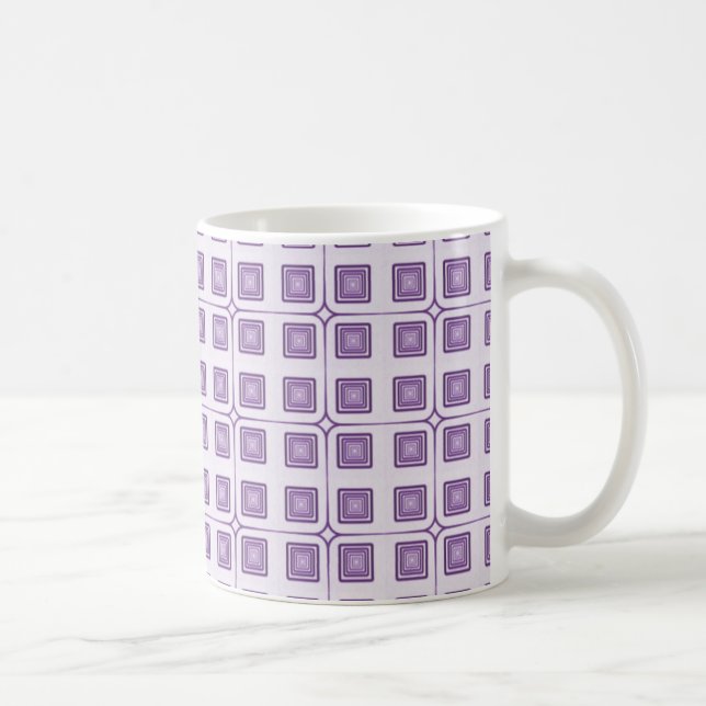 Retro Charm Squares Mug, Violet Coffee Mug (Right)