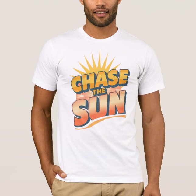 Retro "Chase the Sun" Summer Quote T-Shirt (Front)