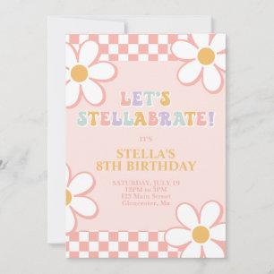 Retro Check Stellabrate Birthday Invite