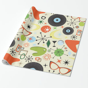 Retro Checker 50's Fifties Theme Birthday Party Wrapping Paper