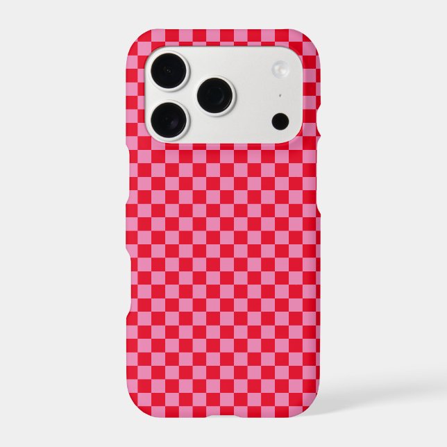 Retro Checkerboard Checkered Pattern Pink Orange (Back)