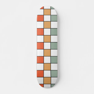 Retro Checkerboard Pattern Skateboard