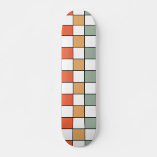 Retro Checkerboard Pattern Skateboard