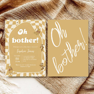 Retro Checkerboard Winnie the Pooh Baby Shower Invitation