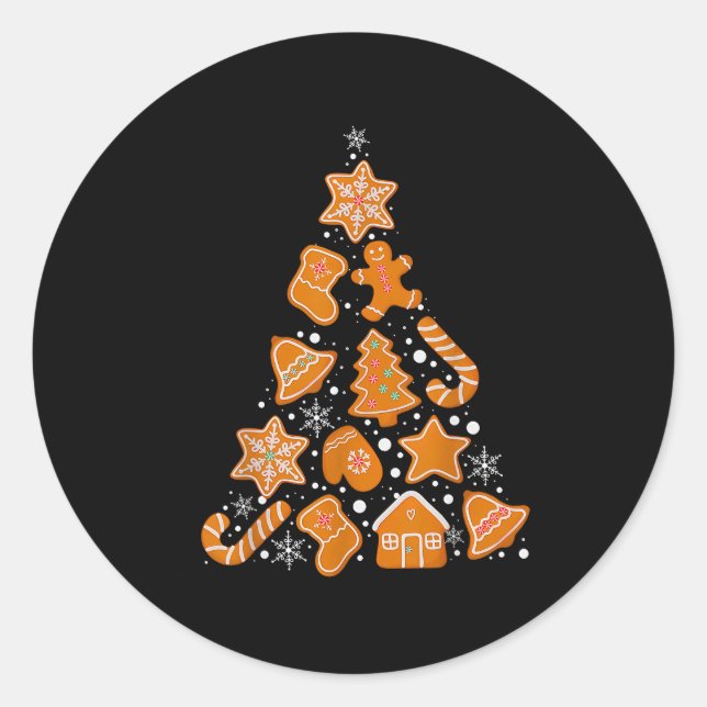 Retro Checkered Gingerbread Christmas Coquette Bow Classic Round Sticker (Front)