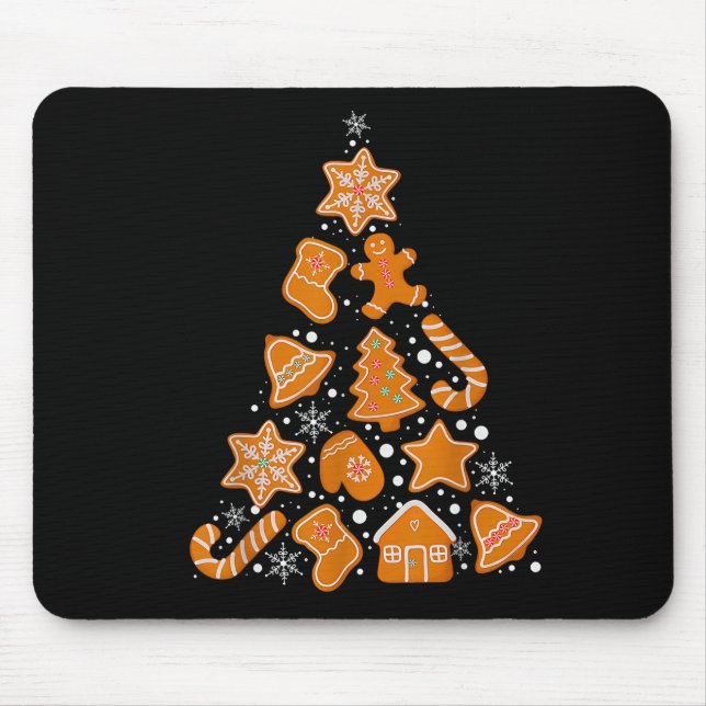 Retro Checkered Gingerbread Christmas Coquette Bow Mouse Pad (Front)