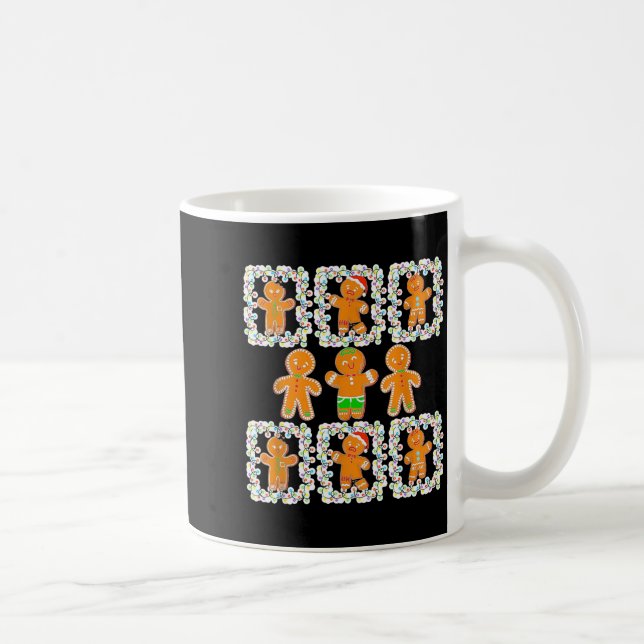 Retro Checkered Gingerbread Man Christmas Pajamas  Coffee Mug (Right)