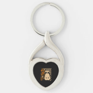Retro Checkered Halloween Raccoon Key Ring