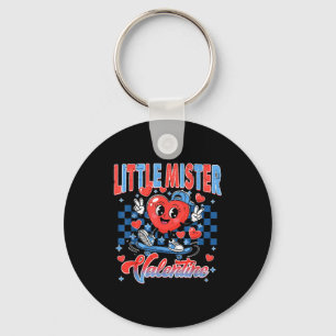 Retro Checkered Little Mister Valentine Skating He Key Ring