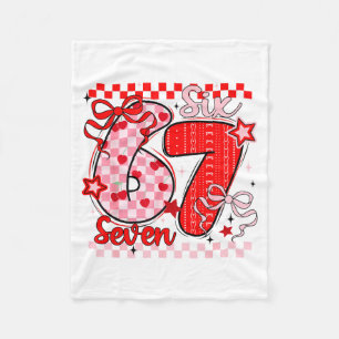 Retro Checkered Valentine Six Seven Meme 67 Viral  Fleece Blanket