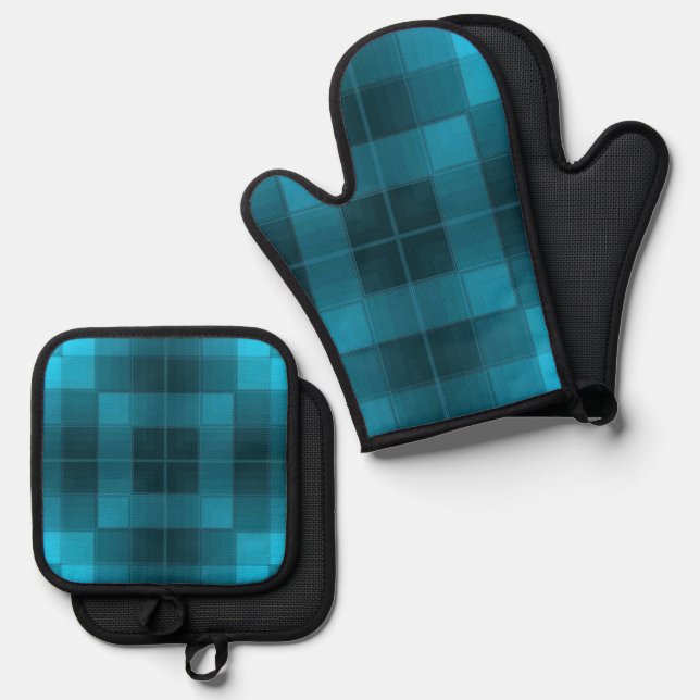 Retro Checkers Oven Mitt & Pot Holder Set (Front/Back)