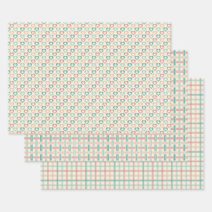 Retro checks wrapping paper sheet
