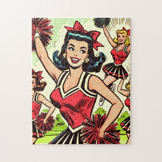 Retro Cheerleader Comics Jigsaw Puzzle (Vertical)
