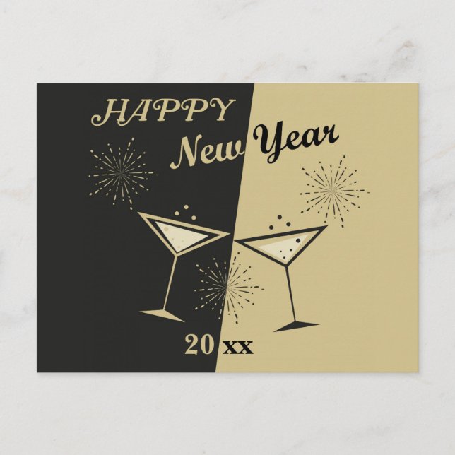 Retro Cheers Happy New Year Postcard (Front)