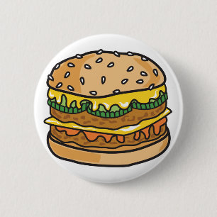 retro cheese hamburger 6 cm round badge