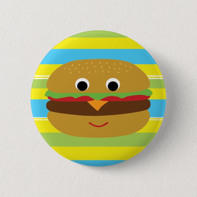 Retro Cheeseburger 6 Cm Round Badge (Front)