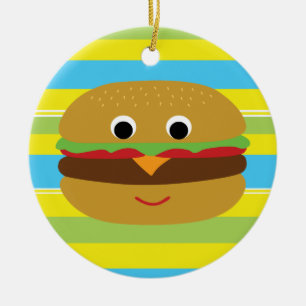 Retro Cheeseburger Ceramic Tree Decoration