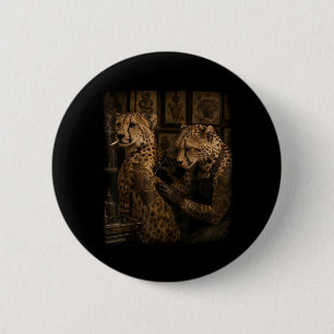 Retro Cheetah Smoking Tattoo Artist Funny Wild 6 Cm Round Badge