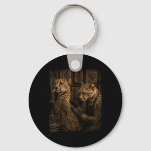 Retro Cheetah Smoking Tattoo Artist Funny Wild Key Ring