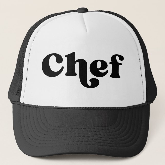 Retro Chef Black and White Trucker Hat (Front)