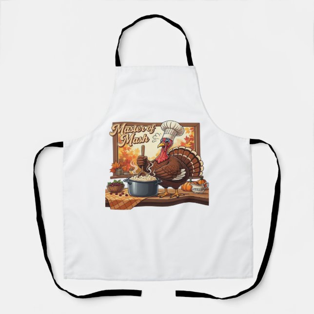 Retro Chef Turkey Thanksgiving Classic T-Shirt Apron (Front)