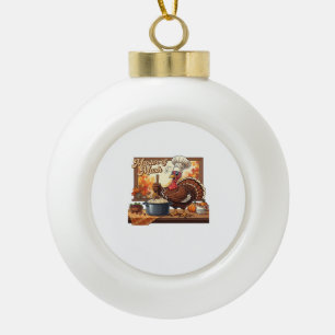 Retro Chef Turkey Thanksgiving Classic T-Shirt Ceramic Ball Christmas Ornament
