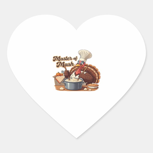 Retro Chef Turkey Thanksgiving Classic T-Shirt.png Heart Sticker (Front)