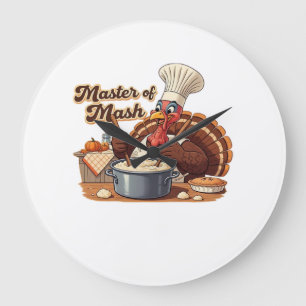 Retro Chef Turkey Thanksgiving Classic T-Shirt.png Large Clock