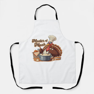 Retro Chef Turkey Thanksgiving Oversized T-Shirt Apron