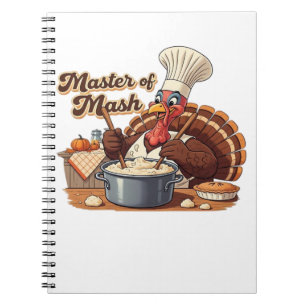 Retro Chef Turkey Thanksgiving Oversized T-Shirt Notebook