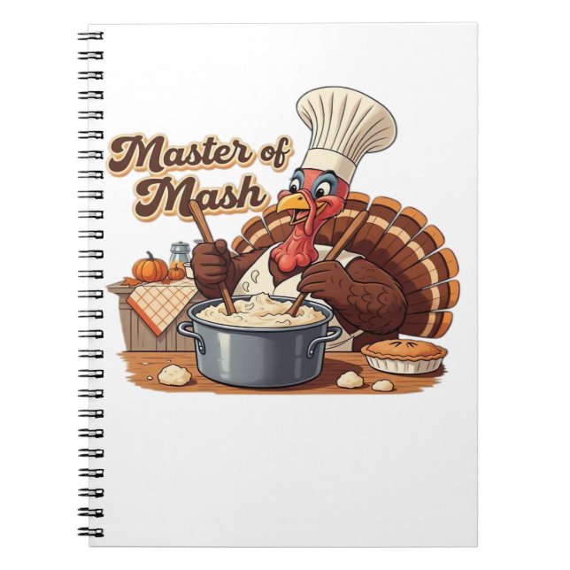 Retro Chef Turkey Thanksgiving Oversized T-Shirt Notebook (Front)
