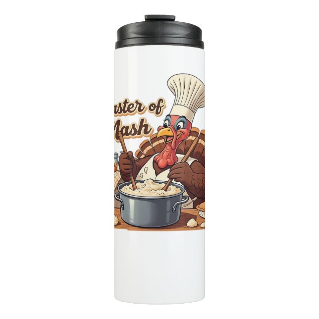 Retro Chef Turkey Thanksgiving Oversized T-Shirt Thermal Tumbler (Front)