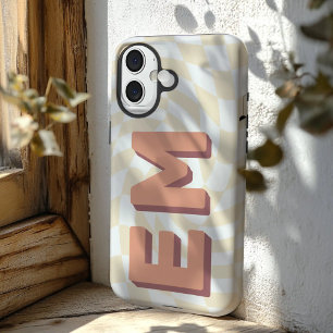 Retro Chequerboard Aesthetic Monogram iPhone 16 Case